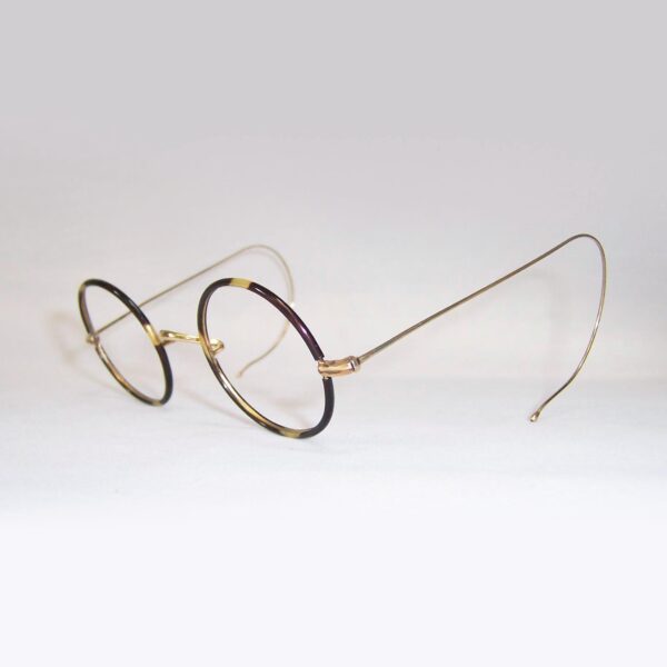 Classic gold filled and cellulose rimmed round eye spectacles - Image 3
