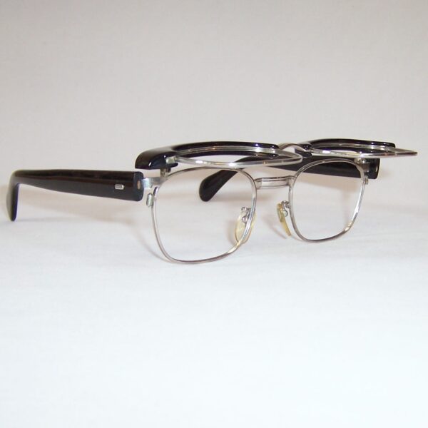 Vintage 1960/70's Gents Industrial Brow-line Spectacles with flip up front - Image 4