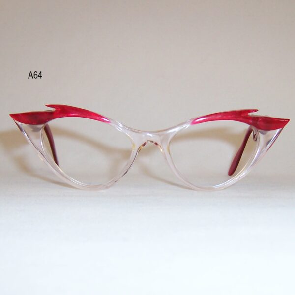 Red 1950/60s lucite catseye frame made by Birch
