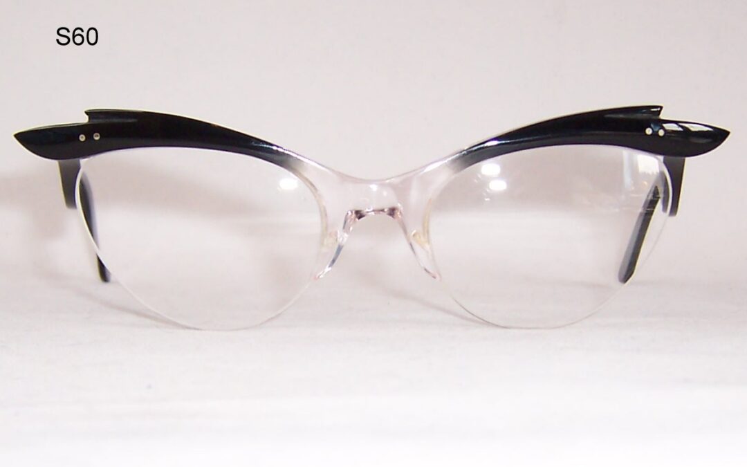 Exaggerated 1950/60’s Brow line Supra Spectacles – Classic Black