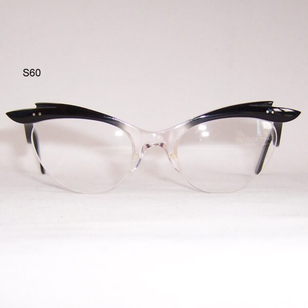 Exaggerated 1950/60's Brow line Supra Spectacles - Classic Black