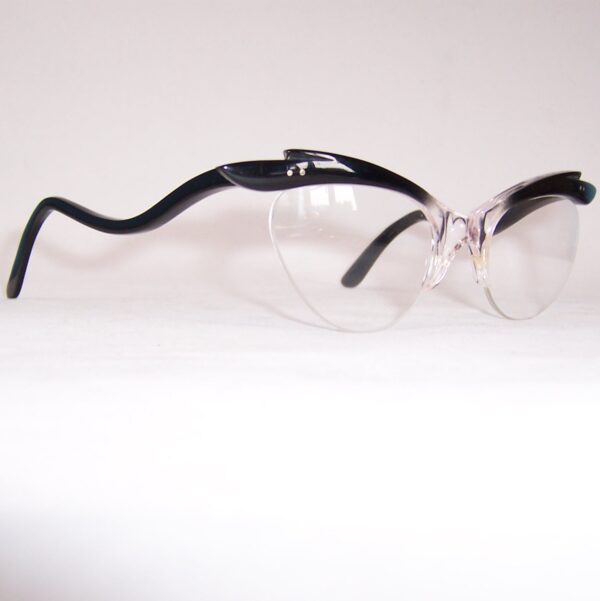 Exaggerated 1950/60's Brow line Supra Spectacles - Classic Black - Image 2