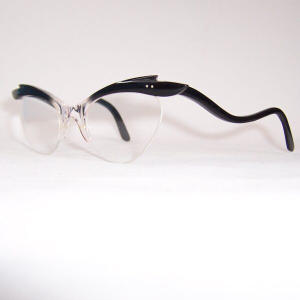 Exaggerated 1950/60's Brow line Supra Spectacles - Classic Black - Image 3
